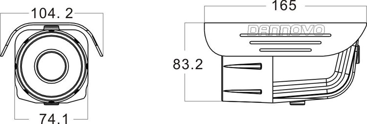 迷你戶外防水高清網絡攝像機，720P寬動態低照度紅外一體化槍機尺寸圖